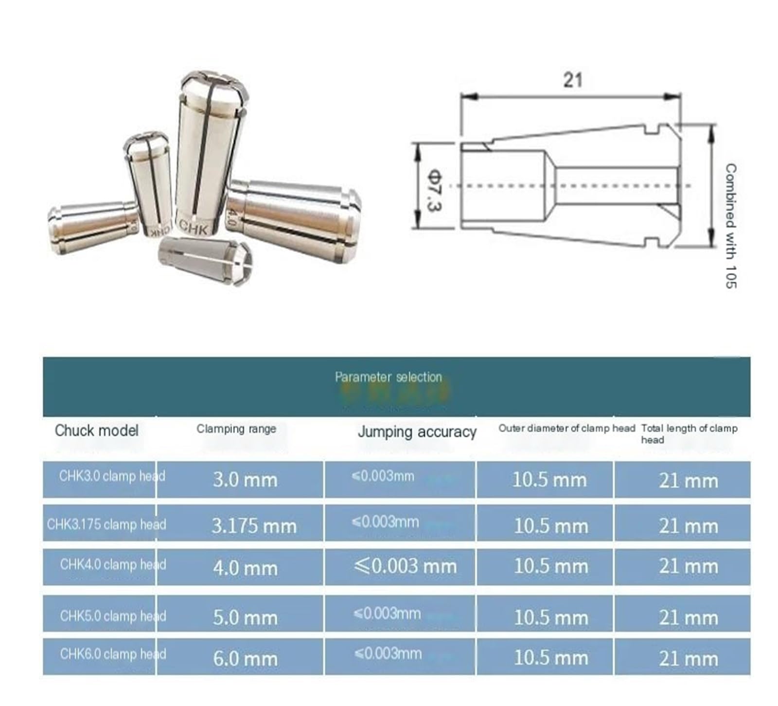 Utensile for Pinza for mandrino Chk Chk-3.175 Chk-3.0 Chk-4.0 Chk-5.0 Chk-6.0 Pinza for Macchina(CHK6.0)
