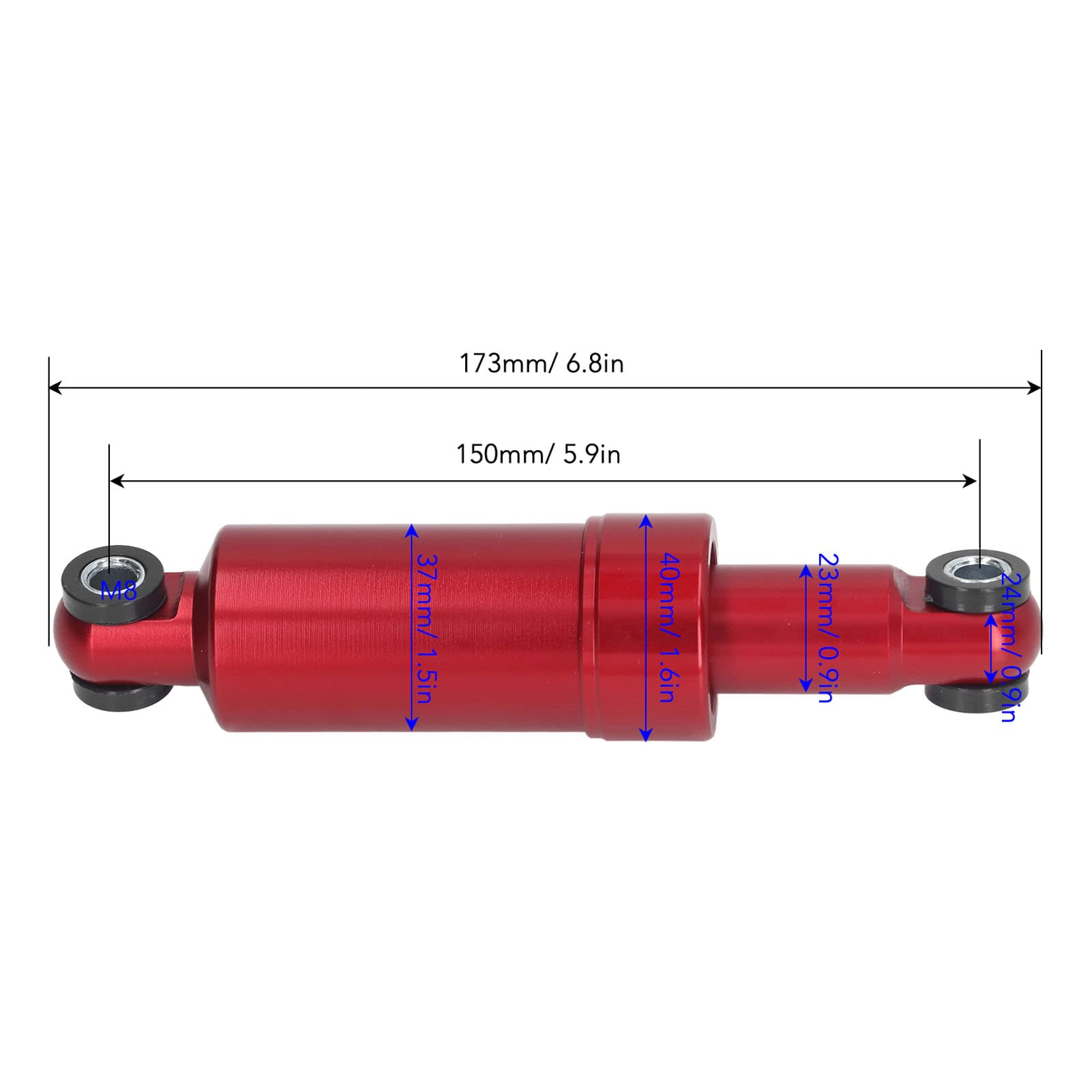 Amortyzator Roweru Elektrycznego, 150 Mm 5,9 Cala Amortyzator Tylny Red Shockers Stop Aluminium 750LBS Zamiennik do Składanego Skutera Rower Elektryczny Poket Bike