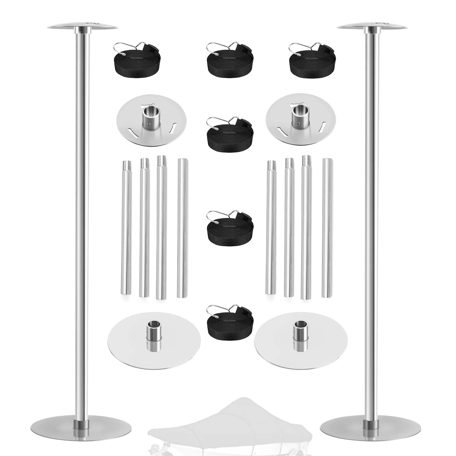 Photo 1 of Aluminum Alloy Boat Cover Support Poles with 304 Stainless Steel Mushroom Cap and Base, 4 Levels of Adjustable Heights, Marine Grade Cover Support System for Pontoon/Jon/Bimini Tops (Pack of 2)