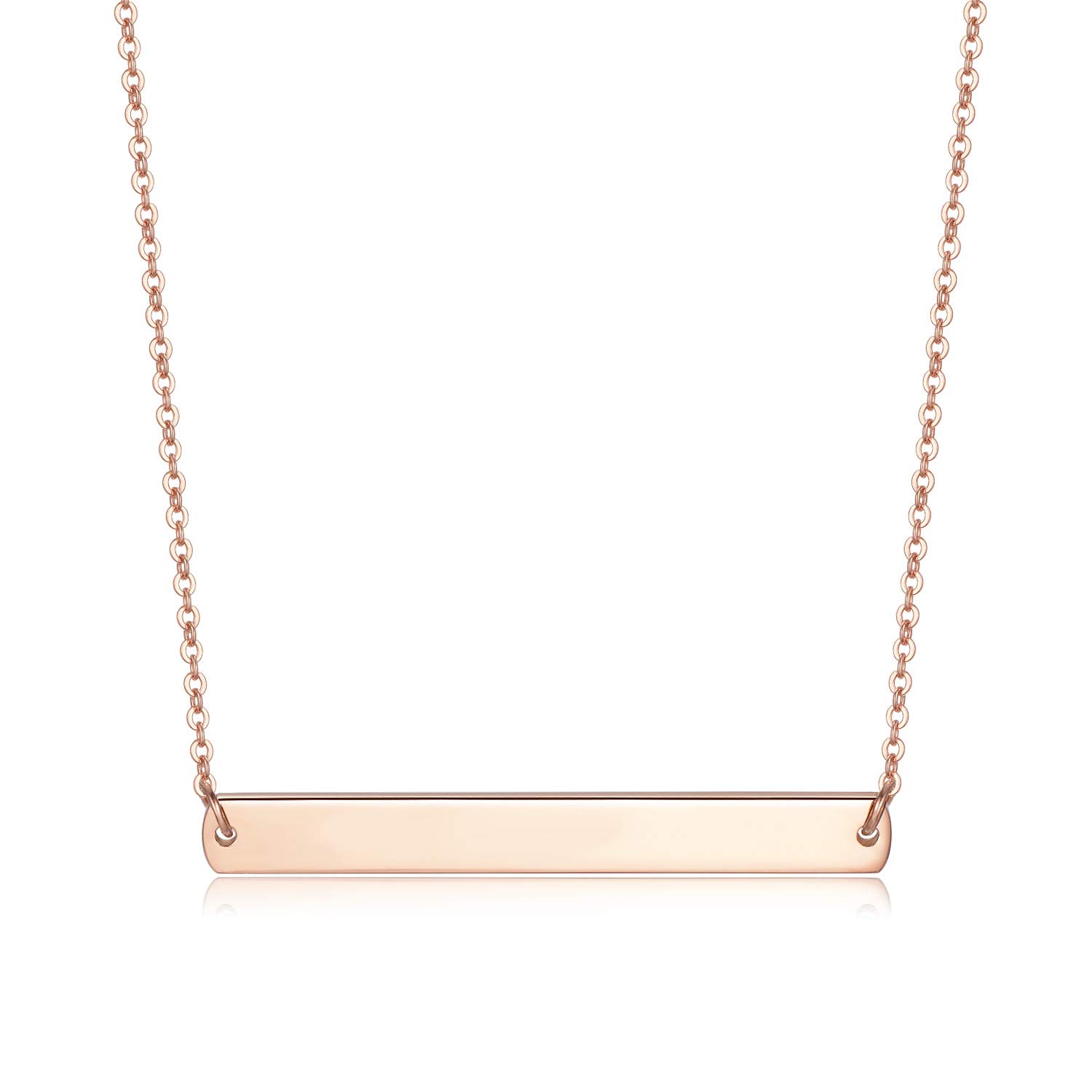 Gold Silver Rose Gold Horizontal Bar Necklace Stainless Steel 18K Gold Plated Bar Necklace Ladies Adjustable Chain