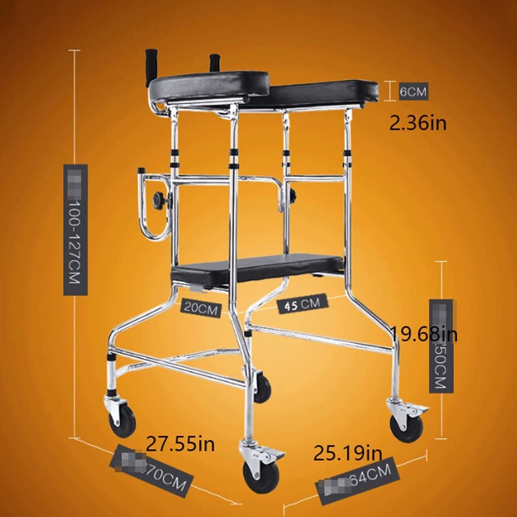 Chodzik dla osób starszych, 150kg/330lbs czterokołowy chodzik chodzik z siedziskiem dla niepełnosprawnych dorosłych trening rehabilitacyjny regulacja wysokości The New