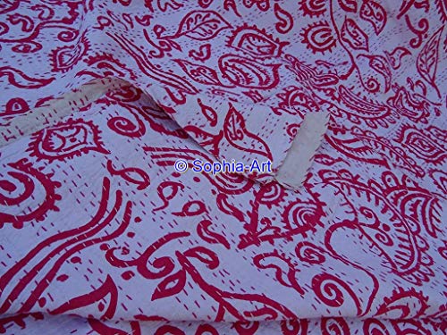 Sophia-Art Tribal Kantha Print Queen Size Kantha Quilt Throw Blanket