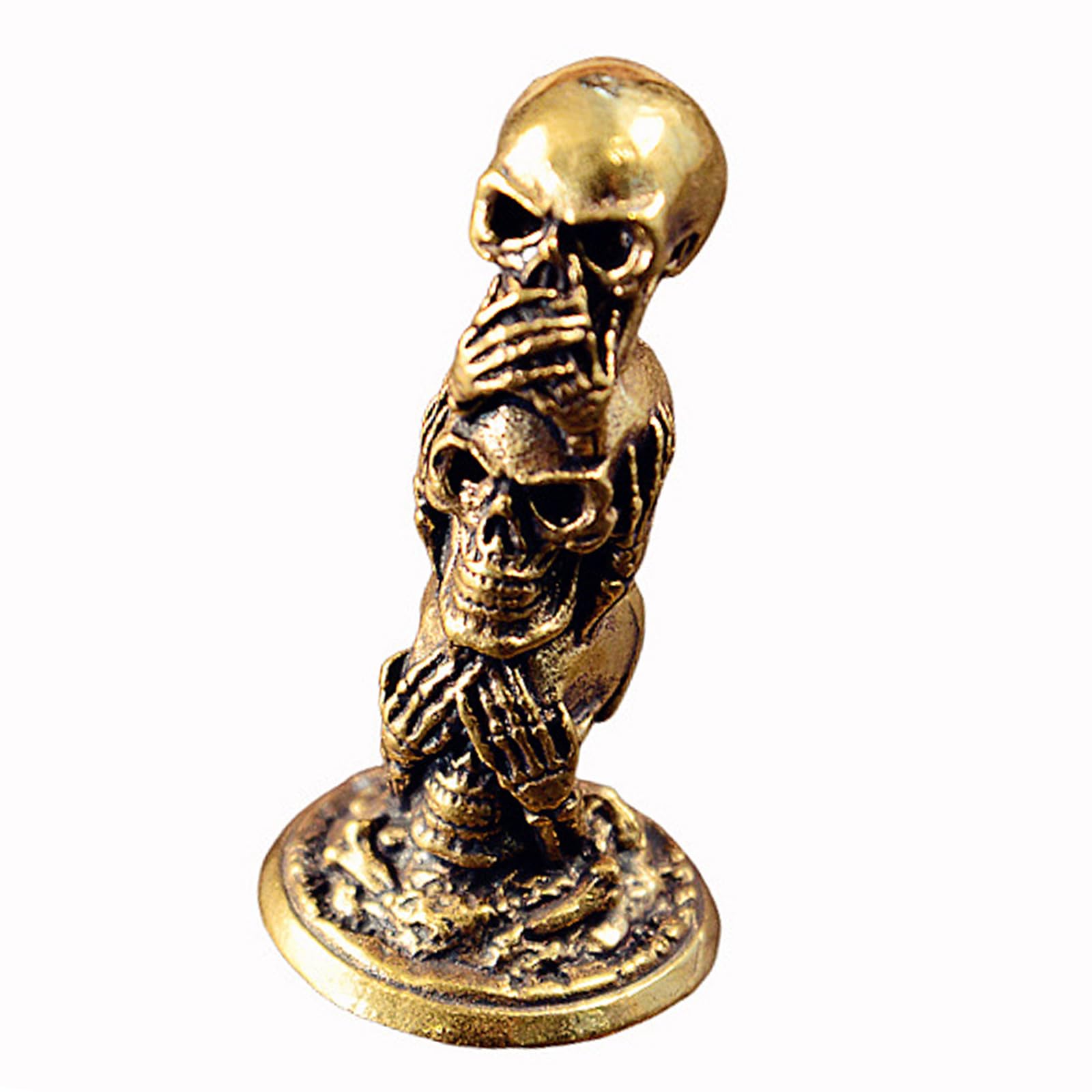 Lerpwige Brass Skull Stack Statue Teas Companion Sculpture Brass Materials Desktop Ornament For Mysterious Home Decoration Multi Functional Skull Bookend Decoration