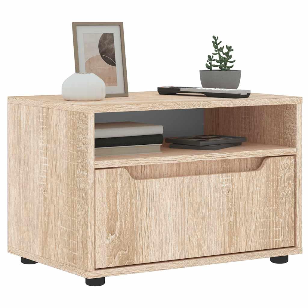 Szafka pod telewizor VISNES dąb Sonoma 60 x 40 x 38 cm, materiał drewnopochodny z miejscem do przechowywania, szafka pod telewizor z wbudowanymi uchwytami, zajmujący mało miejsca mebel