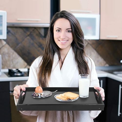 Miniatura 4 de Bandeja para la cama con patas plegables, para cocina, desayuno, bandeja de comida para servir, bandeja plegable para ver TV, para laptop, bandeja