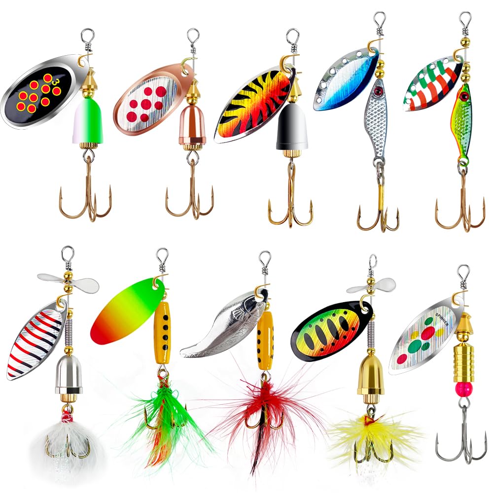 best fishing lures as seen on tv Amazon.com : TB Tbuymax Fishing Spinner Baits for Freshwater and Saltwater,  10pcs Rooster Tail Fishing Lures & Spinning Spoons, Hard Metal Baits for  Bass Trout Salmon with 2 Tackle Boxes : Sports