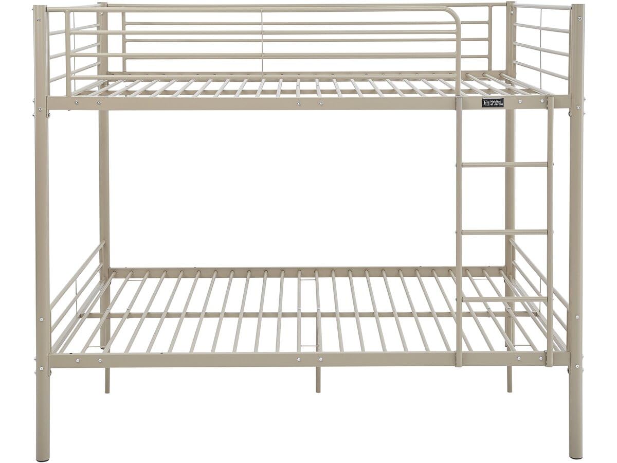 Lit double superposé avec sommier inclus "Adam" - 140 x 190 cm - Taupe