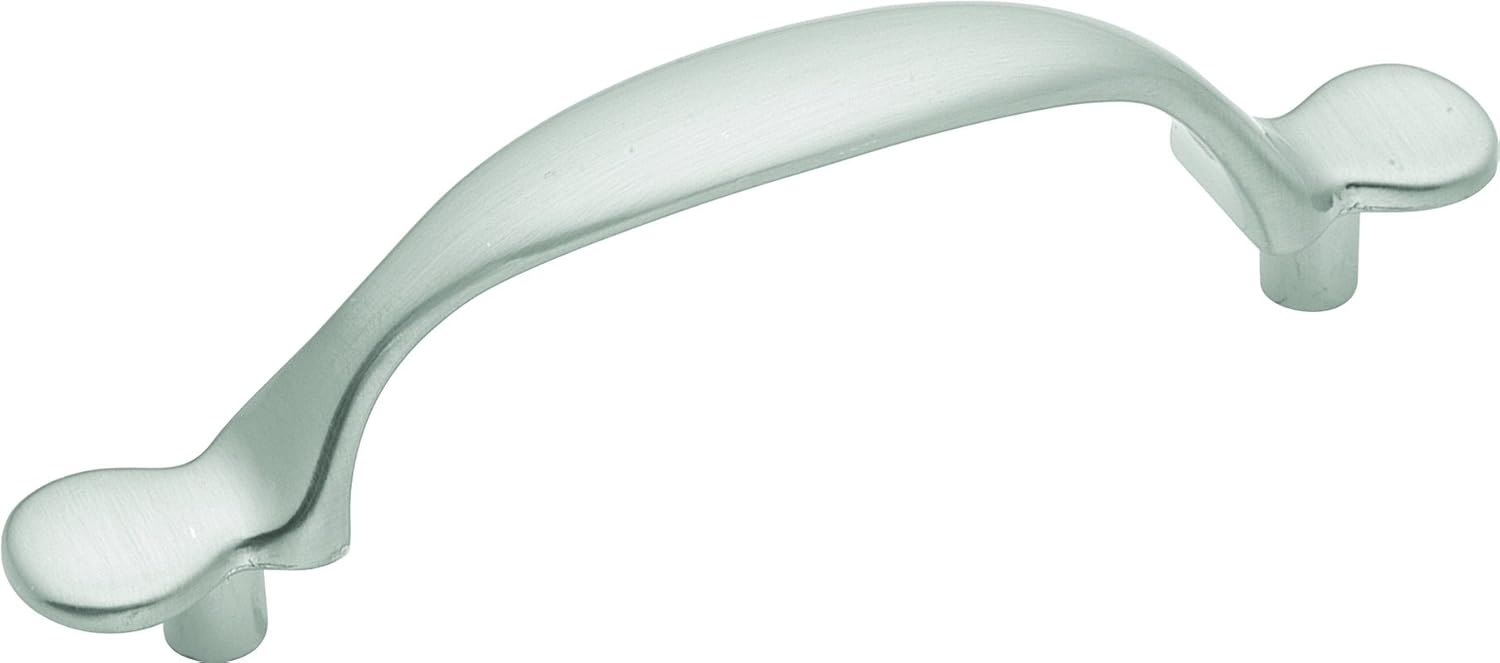 Hickory Hardware 1 Pack Solid Core Kitchen Cabinet Pulls, Luxury Cabinet Handles, Hardware for Doors & Dresser Drawers, 3 Inch Hole Center, Satin Nickel, Conquest Collection