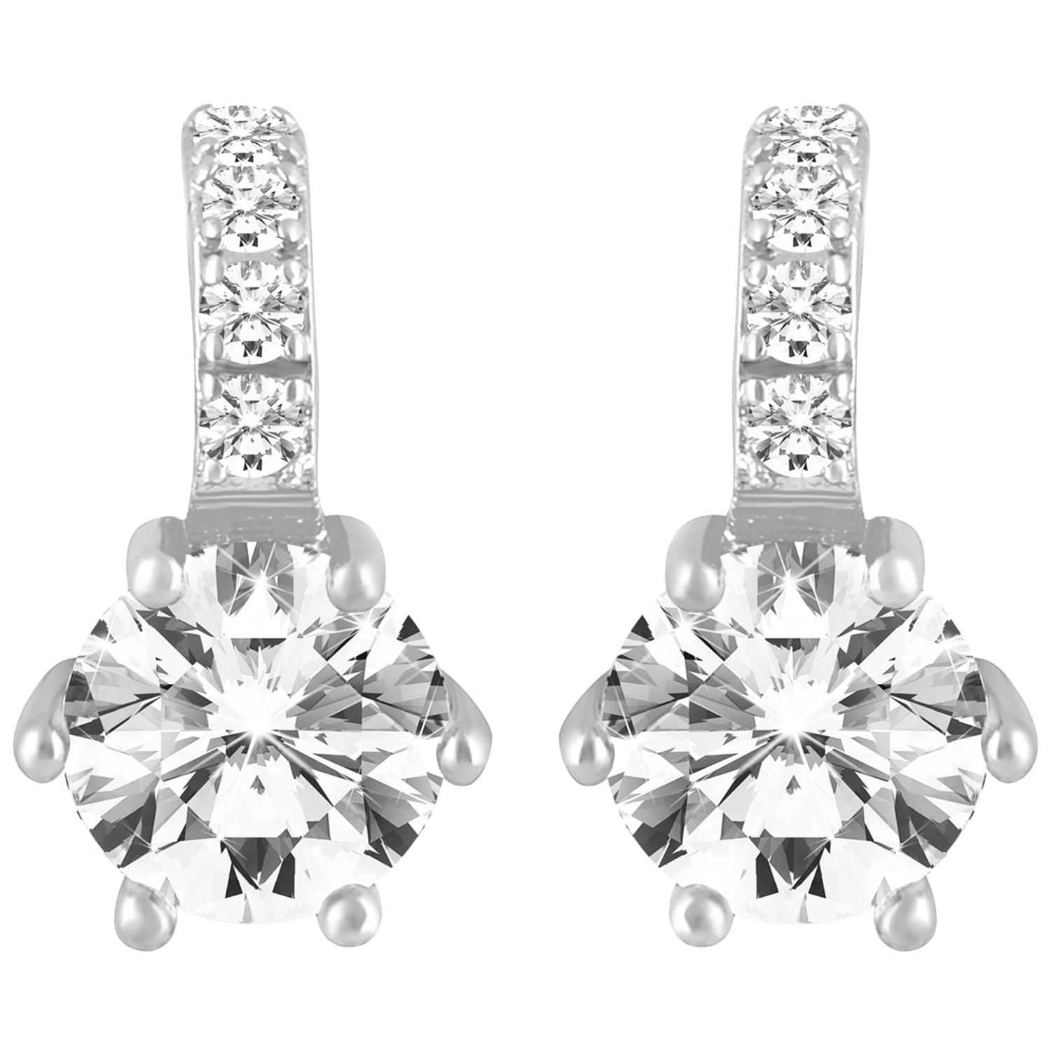Peora Silver Plated Cubic Zirconia Studded Hoop Earrings Fashion Stylish Fancy Jewellery for Women & Girls (B0C5SM3DQ6) Amazon Price History, Amazon Price Tracker