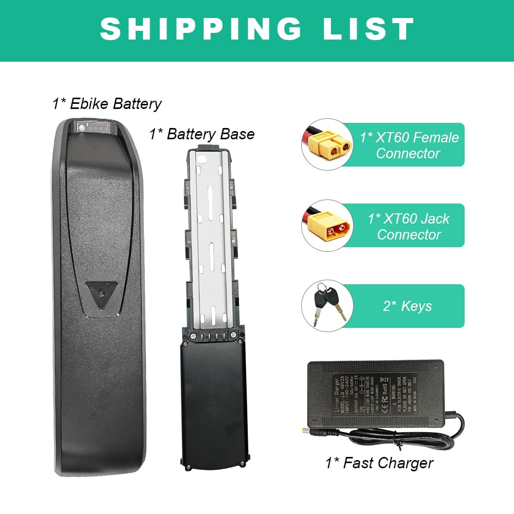 Batterie per biciclette elettriche da 36 V e 48 V da 20 Ah, 25 Ah Batterie per biciclette elettriche da 52 V adatte per le batterie di ricambio delle biciclette elettriche Ouxi V8 Q20 (36V15.6Ah)