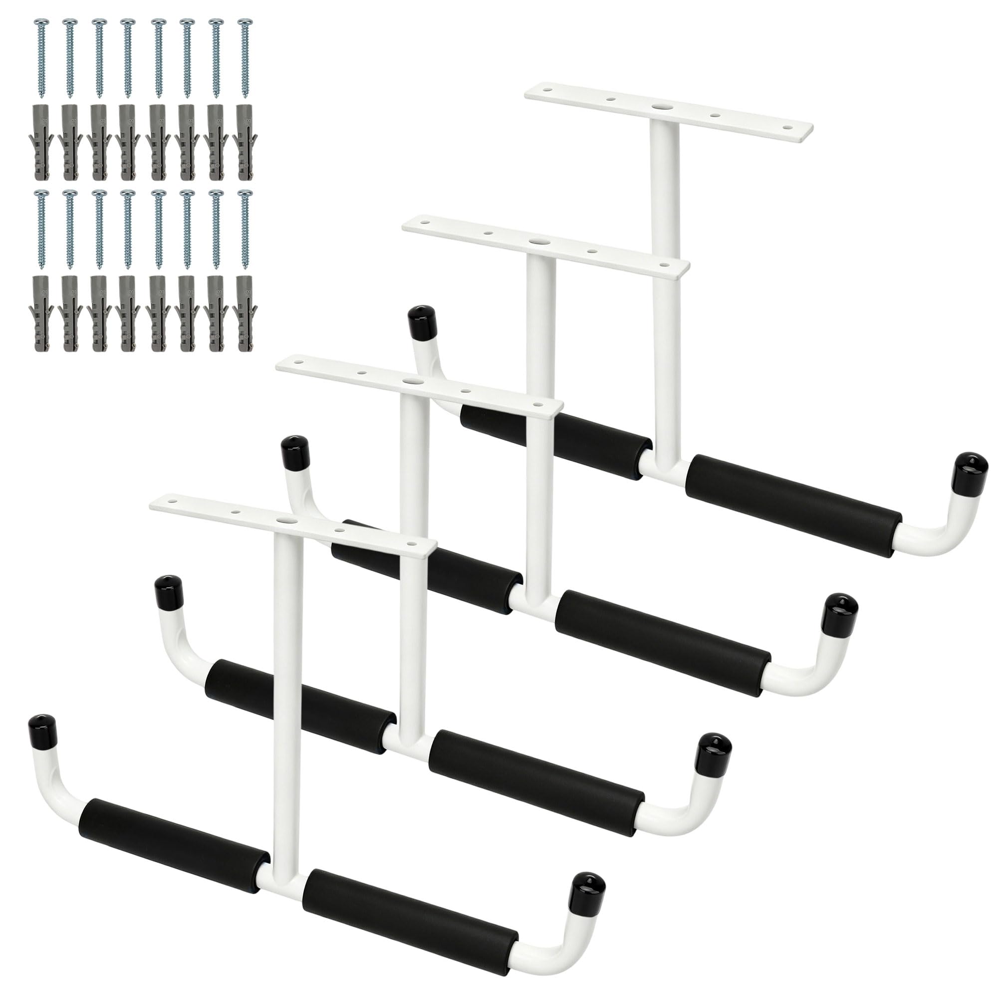 AKAZA 16.5 Inch Ceiling Mount Hangers - Double T-Bar Metal Ladder Racks，4 Pack Heavy Duty Overhead Garage Storage Hooks for Bike, Pipe, Lumber, Fishing Rod, Sports Equipment, Garage Organization