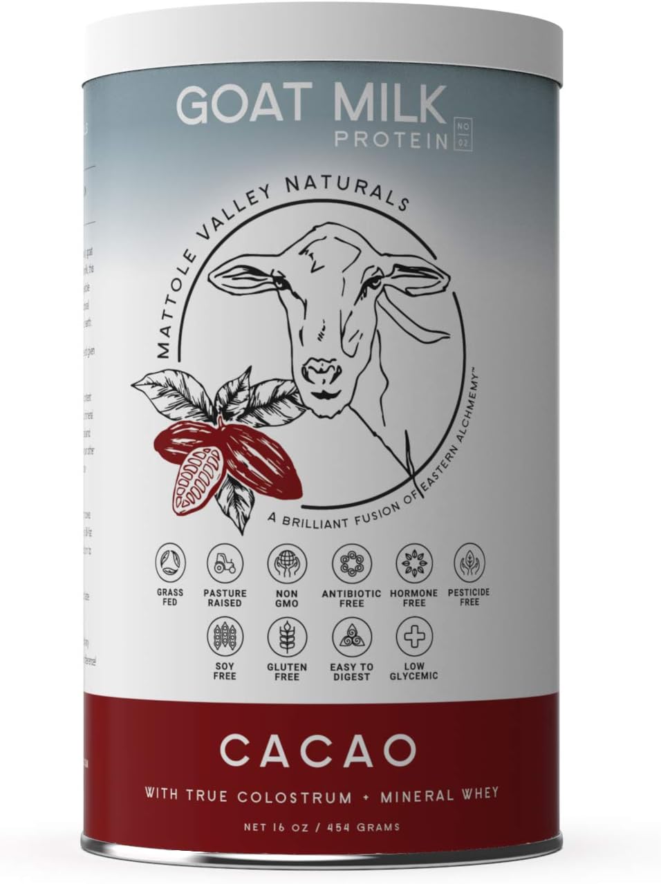 Goat Milk Protein Powder - 16 oz - Pasture-Fed - Raw Cacao - Gluten-Free with Probiotics - Natural Digestive Enzymes, Vitamin D