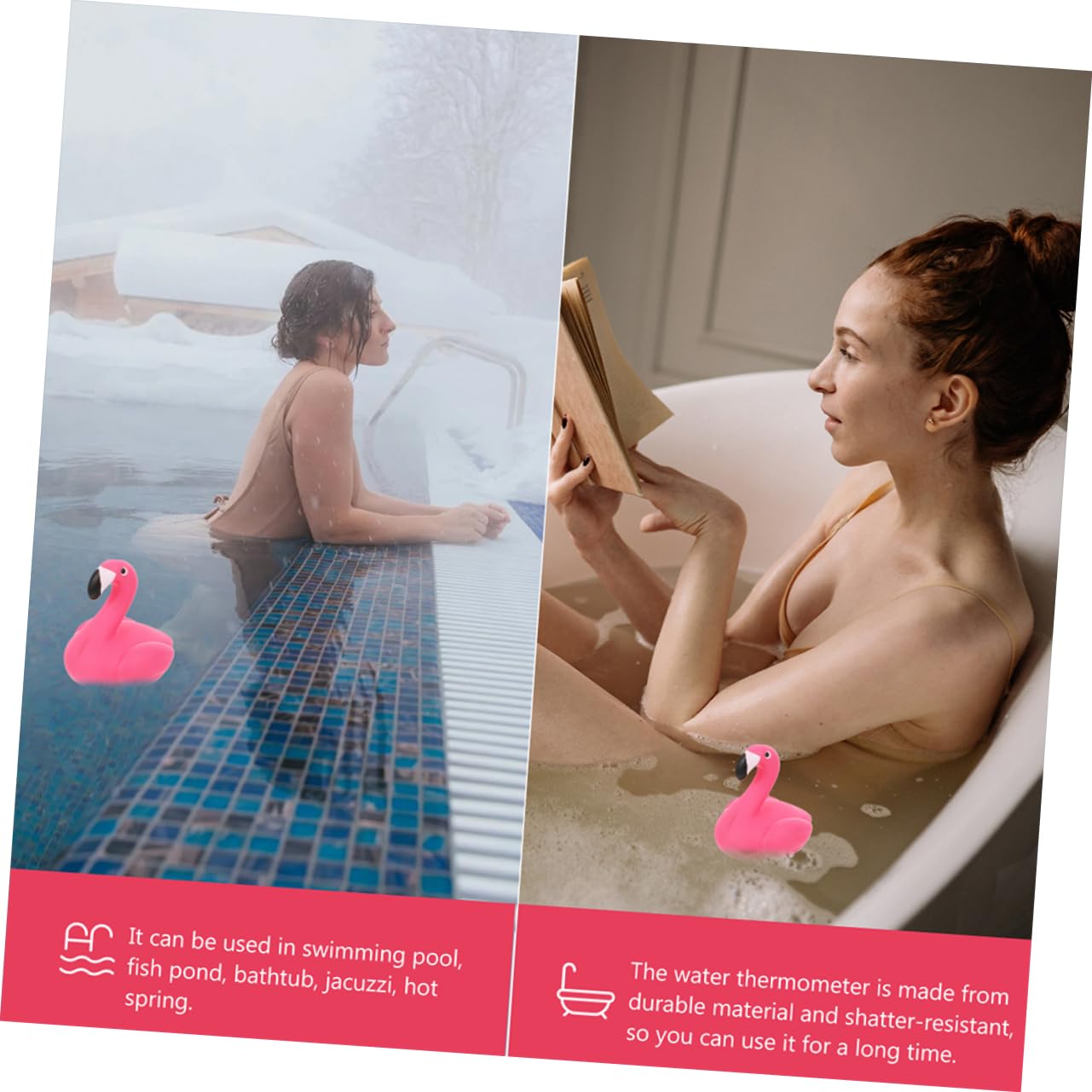 2 Pezzi Termometro Galleggiantper Piscina e Bagnetto Design Flamingo e Misurazione Temperatura Celsius e Fahrenheit Facile Resistente per Esterno