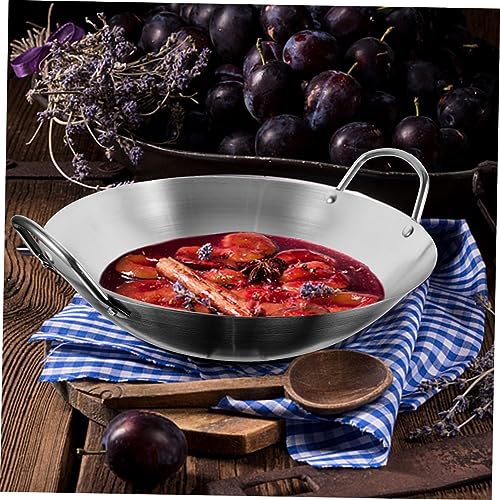 Wok de acero inoxidable con doble asa para cocina y fritura miniatura 6