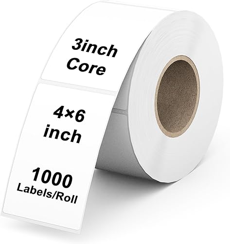 1000 etiquetas térmicas directas de 4 x 6 pulgadas, etiquetas perforadas de envío de 3 pulgadas compatibles con impresoras industriales Zebra,