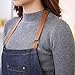 WOWSEA Denim Aprons - Lightweight, Ultra-thin portable Apron for Work, Play, Cooking Multifunctional Aprons, Adjustable Shoulder Strap Lengths for Petite Ladies or Teenagers (Blue)