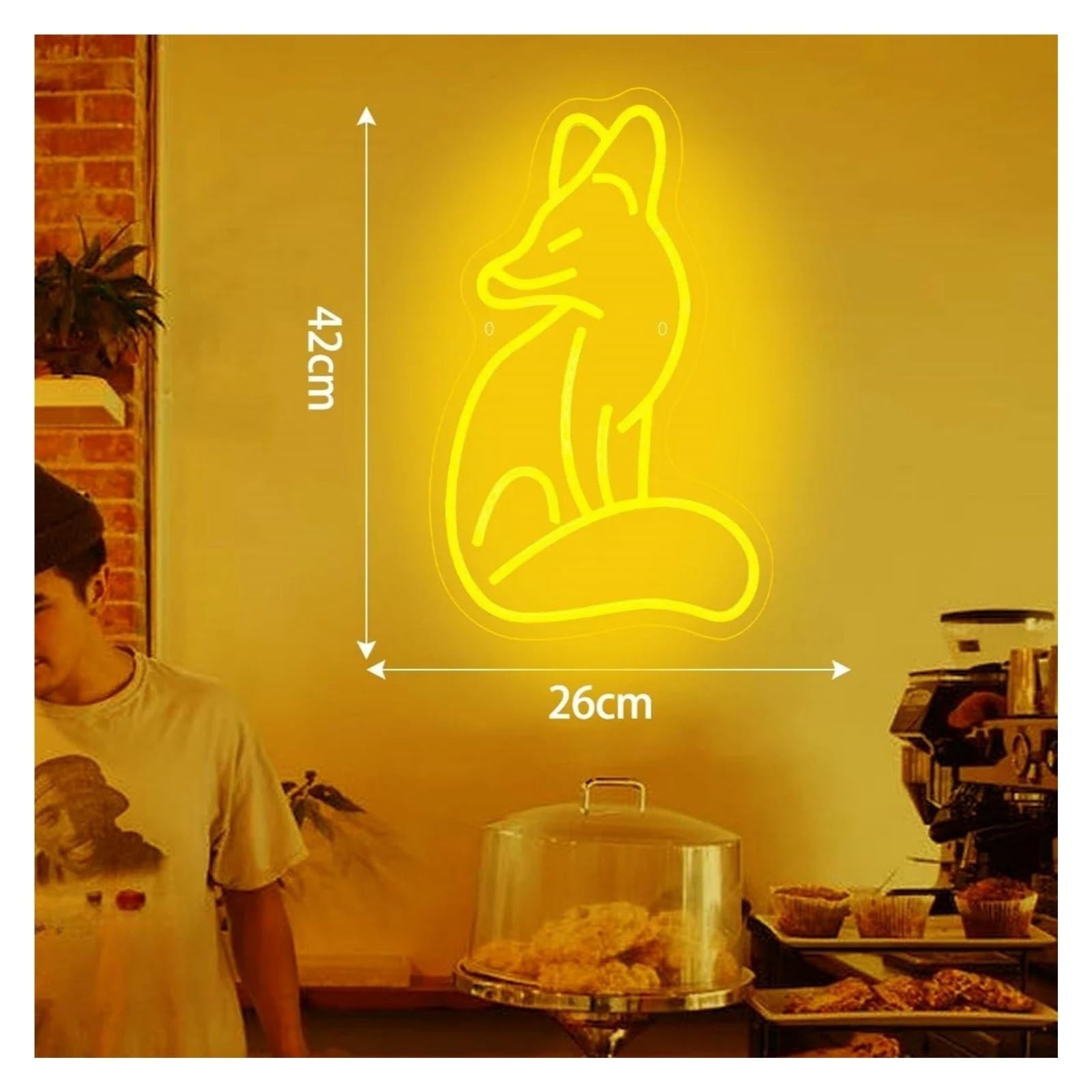 Volpe animale per insegna al per neon per alimentazione per dimmerabile 42cm×26cm neon