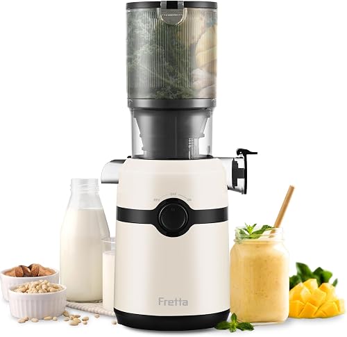 FRETTA Juice Extractor, Cold Juicer with 108 mm for Whole Fruits and Vegetables, 1.0 L, 200 W Juice Extractor with Double Filter, Easy to Clean, BPA-Free, Black - 1