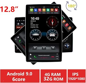 Universal 12.8 Inch IPS Tesla Style 2 Din Touch Screen Android 9.0 Car Stereo Radio in Dash Head Unit 4G RAM 32G ROM 1920x1080 Resolution Navigation Bluetooth Multimedia Player SWC