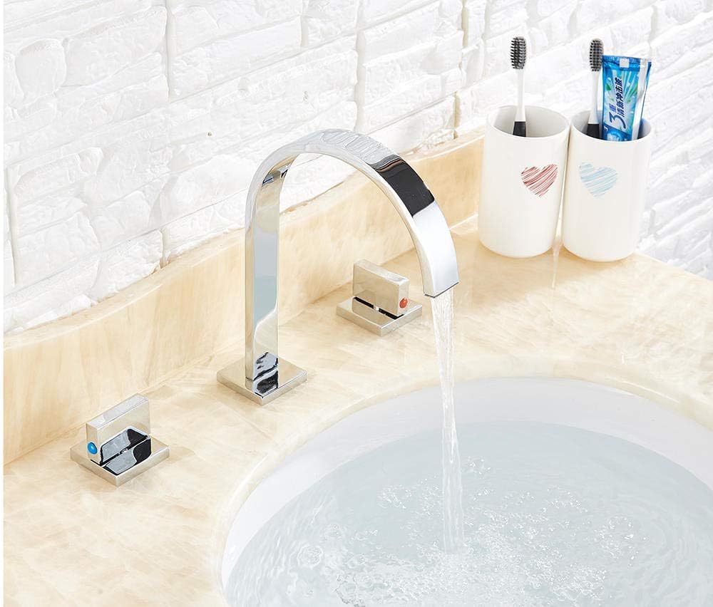 Robinet d'évier de salle de bain 3 trous anti calcaire chrome