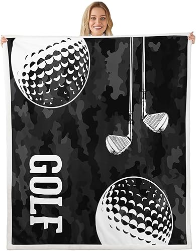 Golf Print Sherpa Camo Blanket - Golf Gifts For Teens