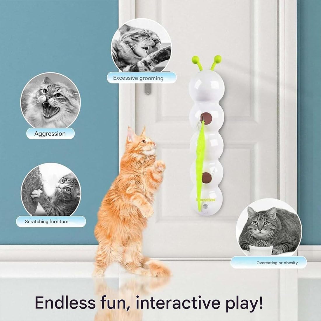 Jouet mural interactif à capteur intelligent pour chat, jouet mural rechargeable activé par le mouvement, pour la chasse, le saut, parfait pour les chats d'intérieur (1 pièce)
