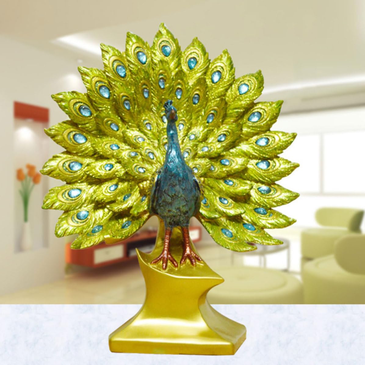 Pfauenornament aus Kunstharz mit Zartem Design und Praktischer Nutzung als Elegante Hochzeitsgeschenk Deko für Wohnzimmer und Büro