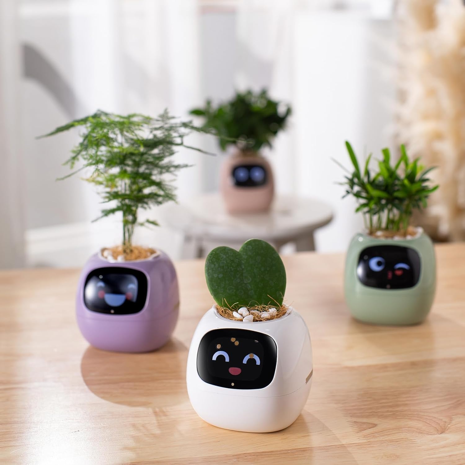 PLANTSIO Ivy Maceta Inteligente Decorativa hogar, compañero robótico, Cuidado Plantas, decoración Escritorio ordenada, Regalo Bonito, Maceta Inteligente para Mascotas (Violeta)