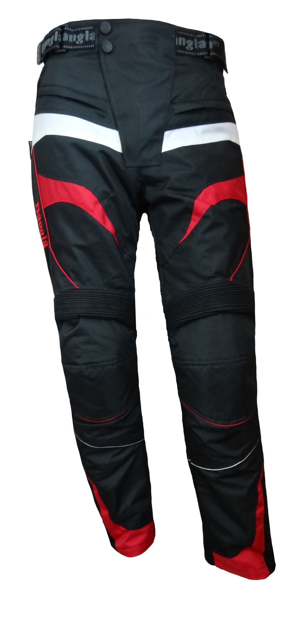 Bangla Herren Motorrad Hose Motorradhose Protektoren Textil schwarz rot Weiss S - 8 XL