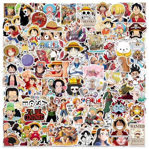 Image of Anime Stickers - Vinyl Waterproof Laptop Decals | Anime Characters Aesthetic Sticker Set for Water Bottle, Skateboard, Notebook (One Piece)
