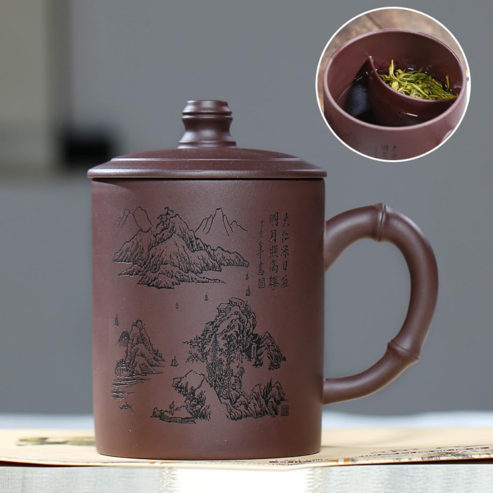 Tasse à thé Kung Fu chinoiseTasse à thé en Argile for Les Femmes Tea Party Fournitures de thé de l'après-midi Tasse à thé 400 ML Lettrage Domestique Tasse de Sable Violet Tasse à thé Pure fabriquée à