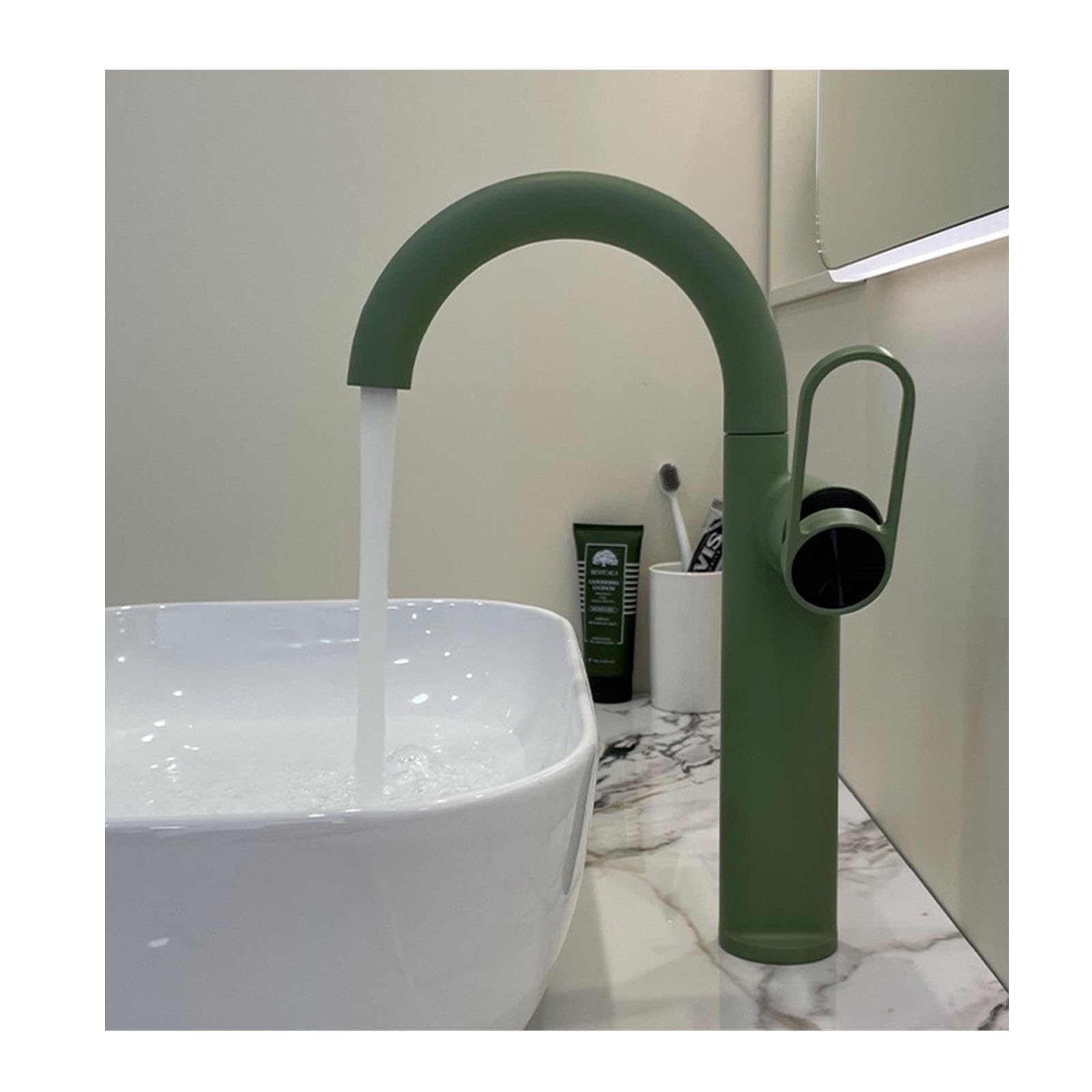 Csxsxauo Green Single Handle Vessel Sink Faucet With Swivel Spout For Hot And Cold Water In Bathroom