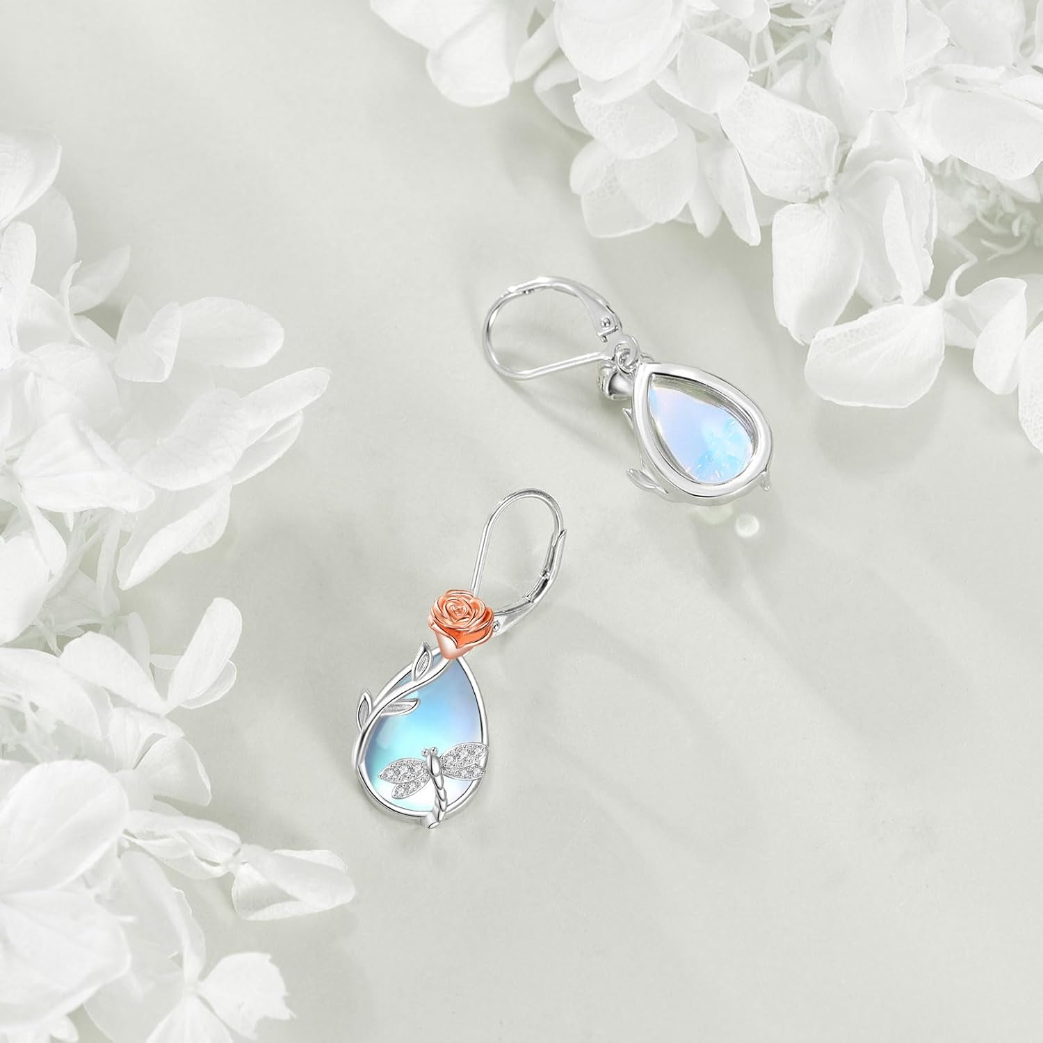 Animal Earrings Sterling Silver Moonstone Dangle Drop Earrings Animals Jewelry Gift for Women - Image 5