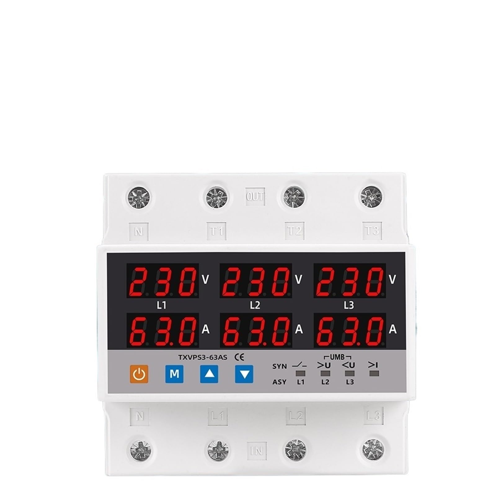 Voltmètre asynchrone synchrone 3 phases avec relais de protection 100A réglable