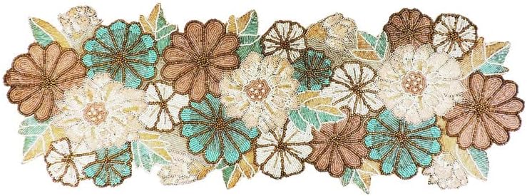 Miniatura 1 de Trunkin' Autumn Blooms - Camino de mesa bordado (35 x 13 pulgadas, verde azulado, gris)  Halloween, Navidad, Acción de Gracias opción de regalo