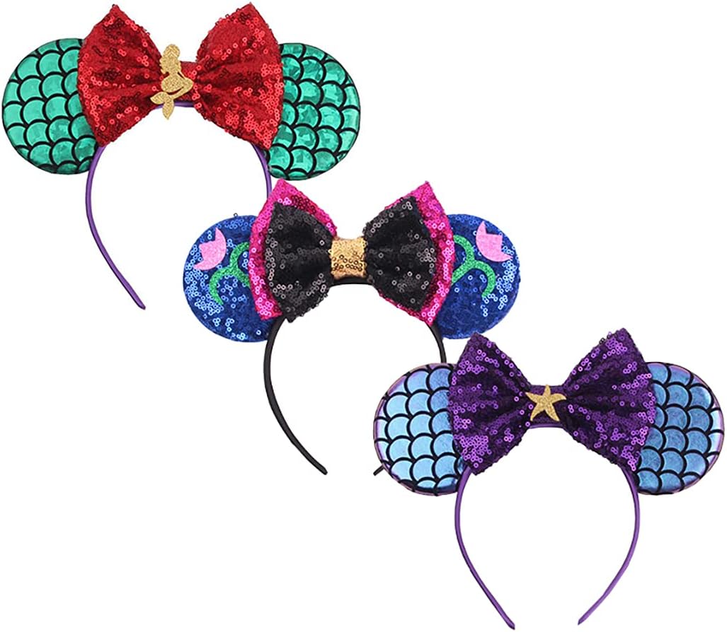 AmerStarCrown Mouse Ear Headband Hot Pink Bow Girl Women Party Headwear, One Size