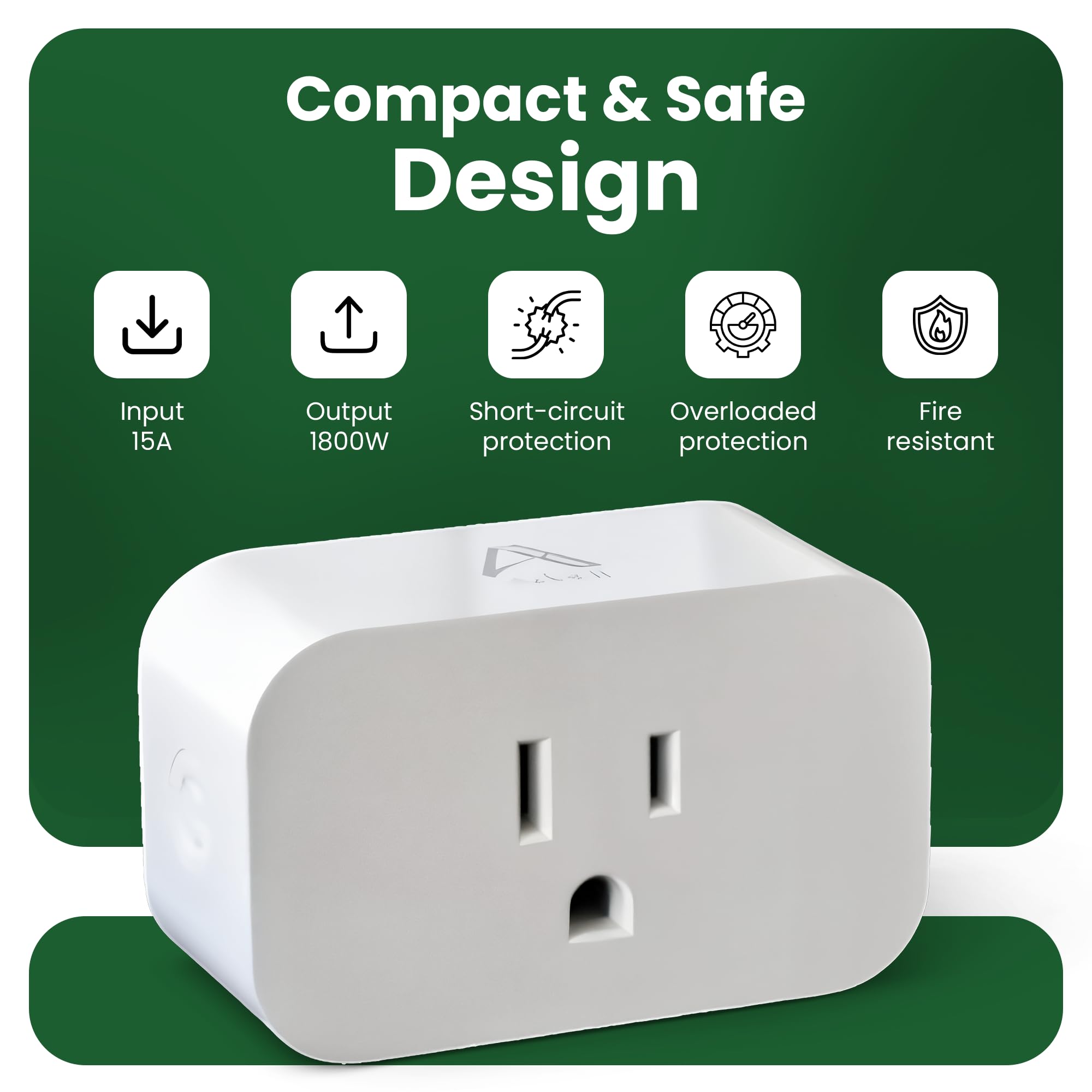 Adarii Smart Plug Google Home Compatible with Alexa 15A WiFi Plug 2 4GHz Smart Life Plug Voice Control — view 3