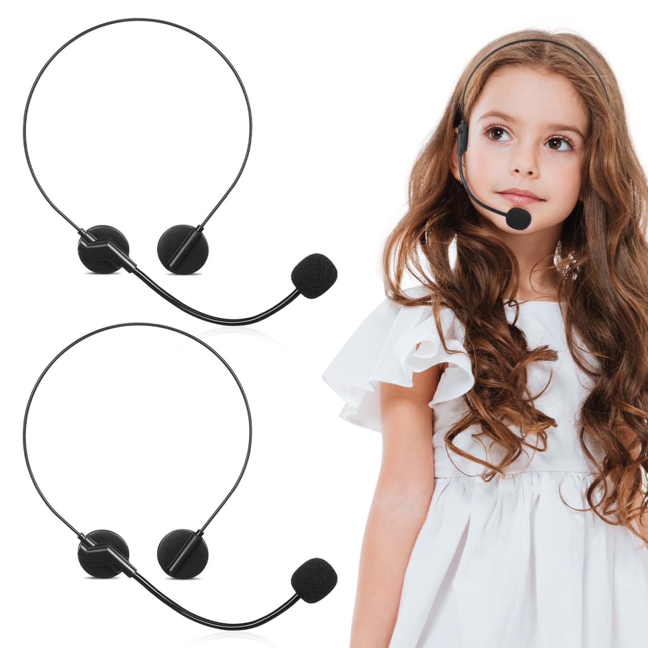 Toddmomy Kids Star Cosplay Prop 2Pcs Toy Microphone Headset Adjustable Rock Star Costume Accessories for Singing Role Play and Stage Performance