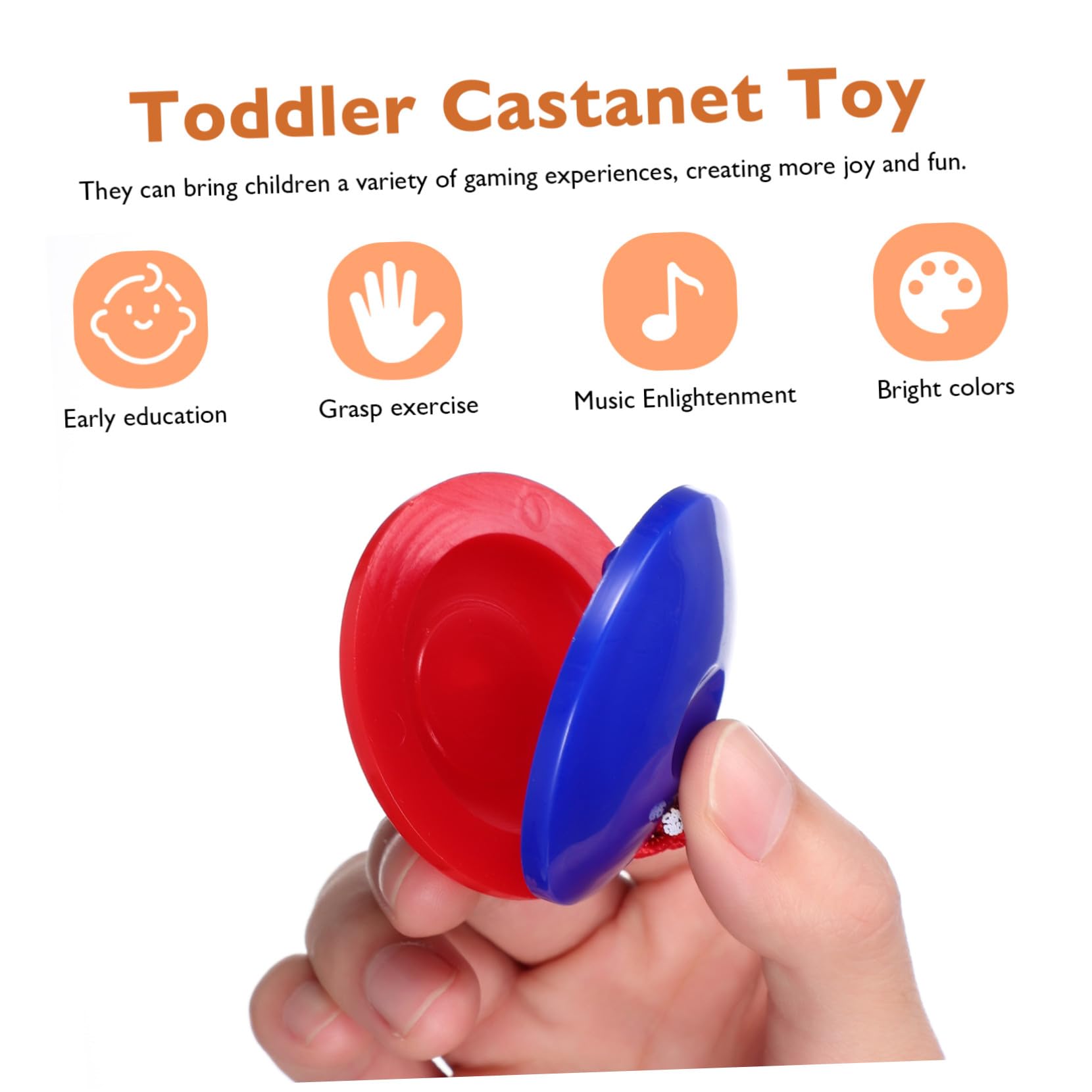 Juguete de Castañuelas para Niños Pequeños 24 Piezas de Madera | Plástico, Instrumentos Musicales Educativos, para Ñiño y Toddler, 12 12 Piezas