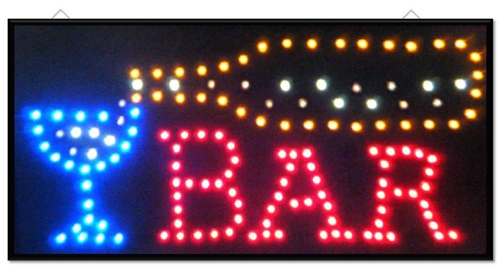 TrAdE Shop Traesio INSEGNA Luminosa A LED con Scritta Bar con Ganci 50X25 CM 220V
