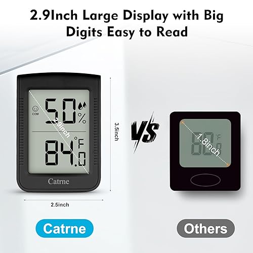Miniatura 6 de Higrómetro digital para interiores, medidor de humedad, termómetro de habitación con pantalla de números grandes, monitor de temperatura y humedad