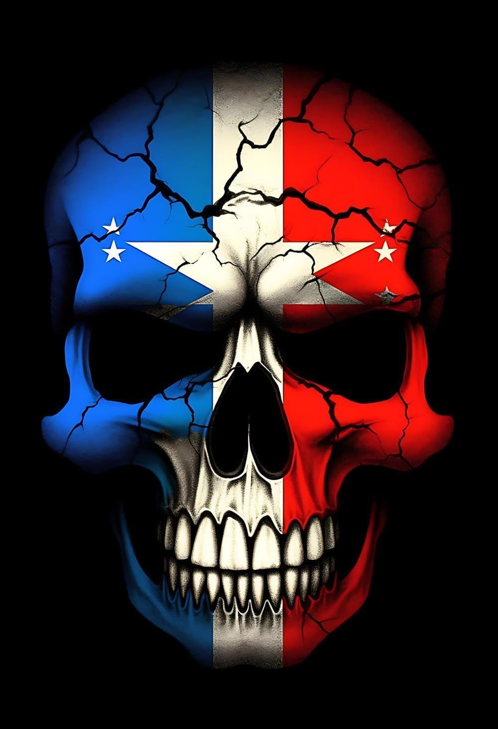yvkew Puerto Rico Diamond Painting Kits Puerto Rican Skull for Adults Beginner, Diamond Art Paint by 5D Full Round Drill Gem DIY Craft for Home Wall Decor Gift 12x18 inch