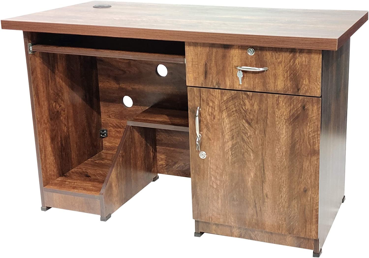 Hexagon Furnitures Office Table/Computer Table for Home and Office/Walnut Finished 2