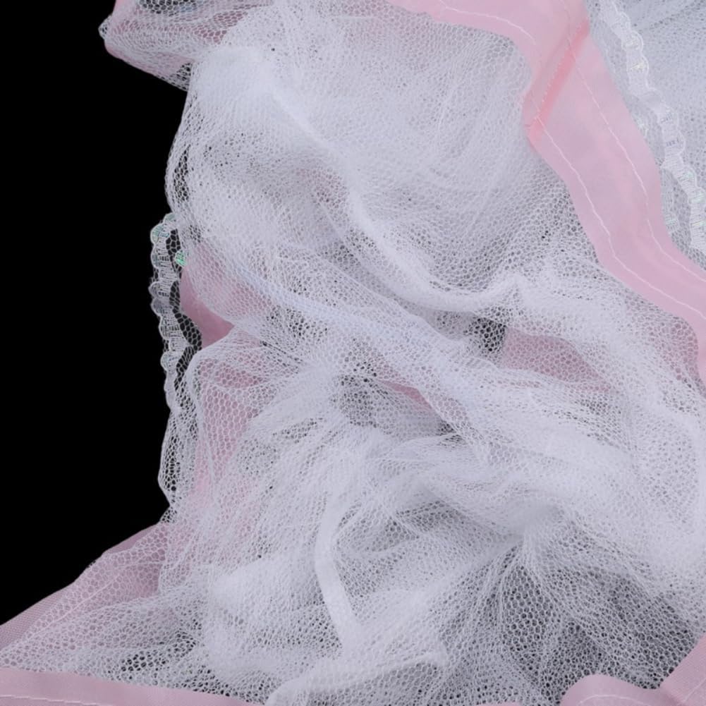 Universal Crib Floor Mosquito Net, Foldable Mosquito Mesh Palace Dome Baby Bed Canopy with Lace for Baby Kids Without Stand