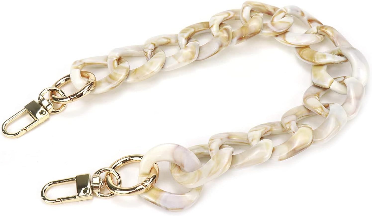 15.7"/40cm DIY Acrylic Resin Replacement Chain Purse Shoulder Strap with Buckle, Beige Round Chain Link