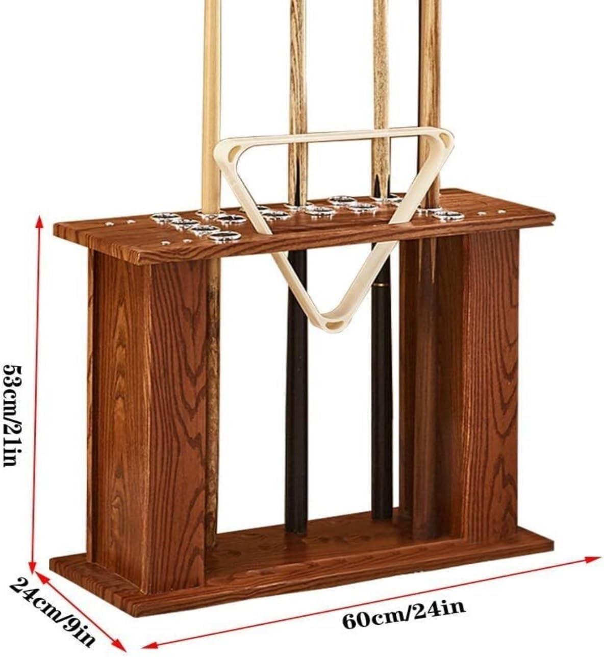 Billiards Rack Billiard Corner Stand Pool Rack Holds 16 Snooker Pool RackWood Grain Stick Holder Pool Holder, 60 * 24 * 53cm