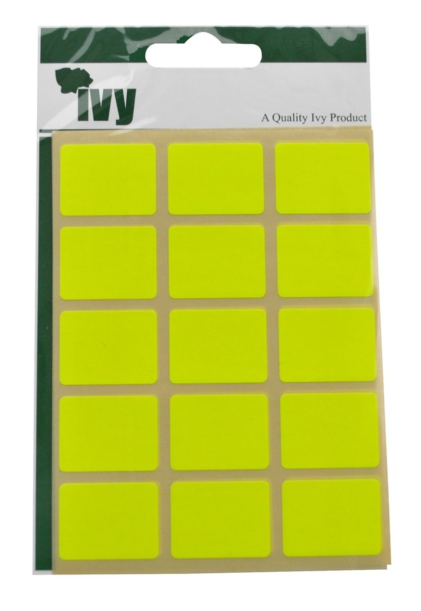Ivy Yellow 19Mm X 25Mm Fluorescent Rectangle Self Adhesive Sticky Labels (60 Stickers)