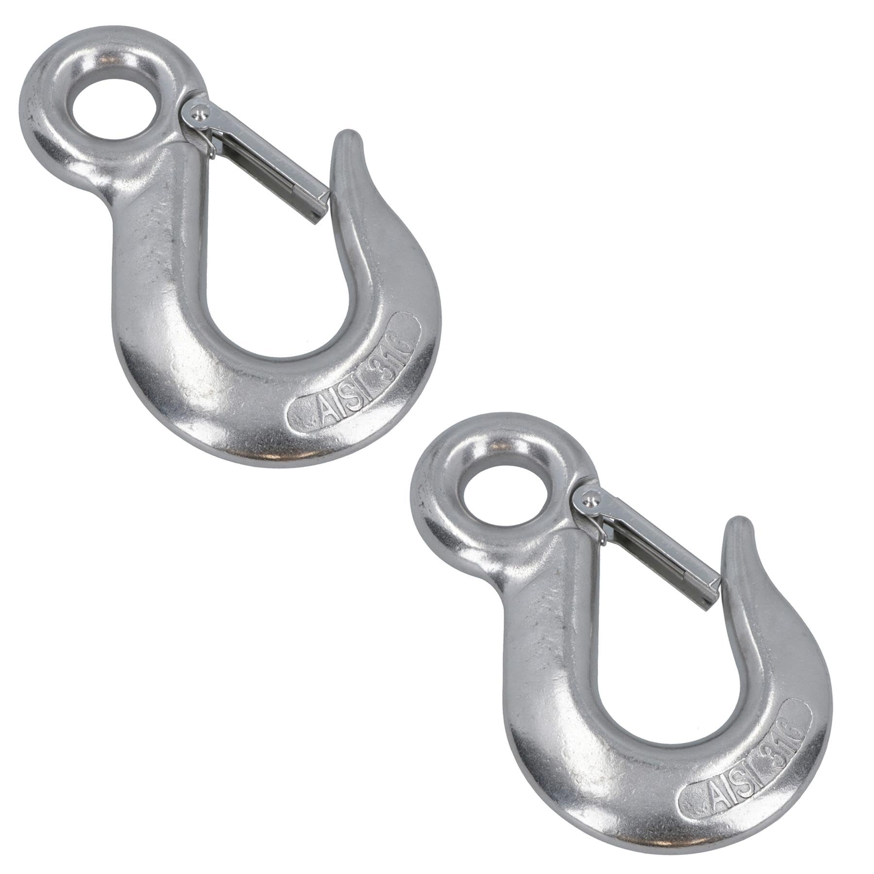 Gancio di sollevamento con occhiello di sicurezza in acciaio inossidabile 316 per catena da 1/2 ", 2 pezzi