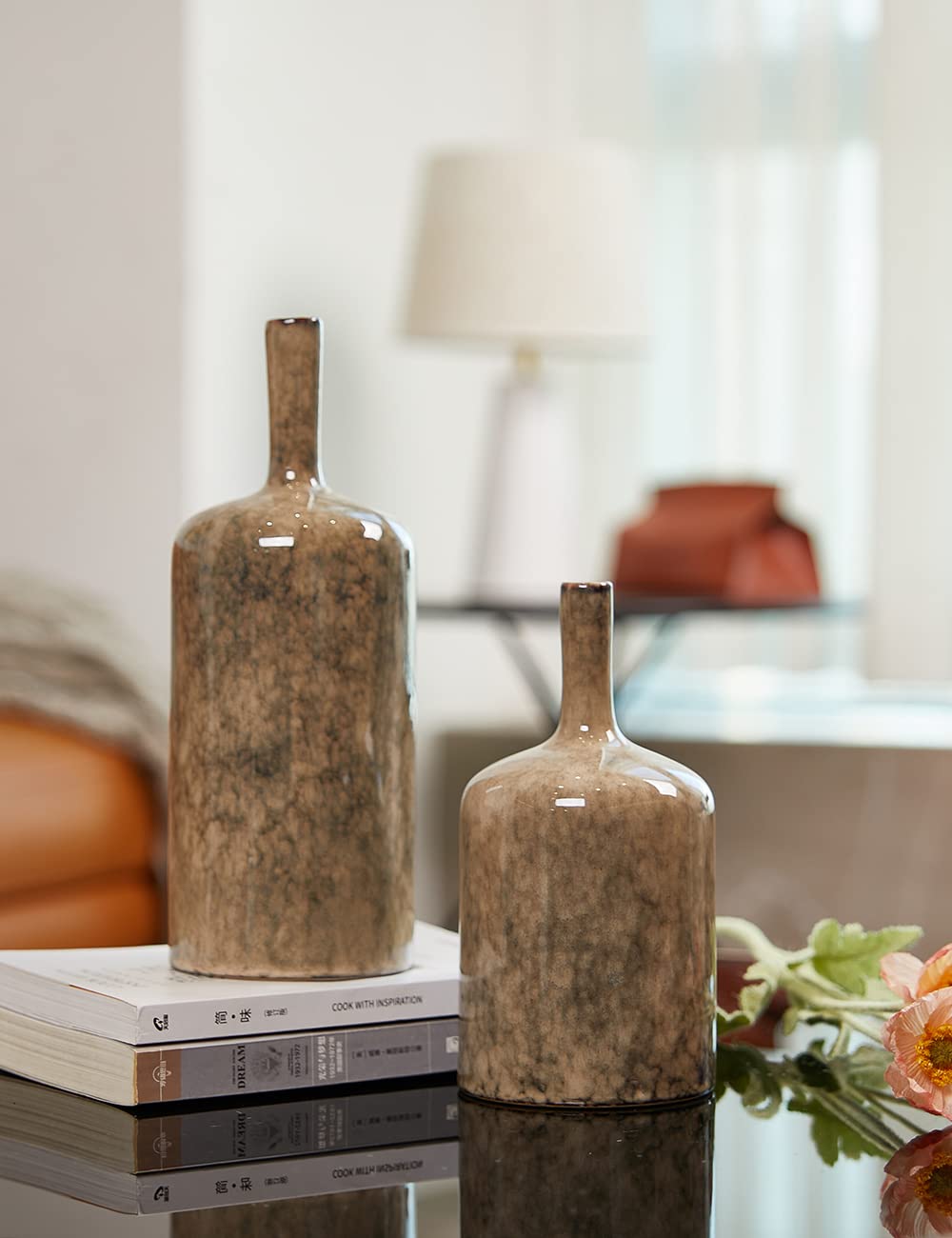 HAUCOZE Jarrón Floral Cerámico Escultura Modern Decoración Adorno 20cm | Jarrón para Flores Frescas y Secas,Hogar Artesanal Interior Arte Festividad Regalo para Jardín Terraza Salón