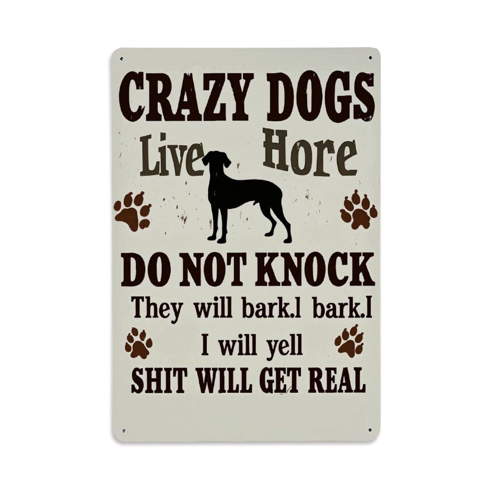 Enderetf Vintage Crazy Dogs Live Here Do Not Knock Tin Sign Metal Poster, Home Bar Garage Man Cave Cafe Indoor & Outdoor Wall Decoration 8X12inches